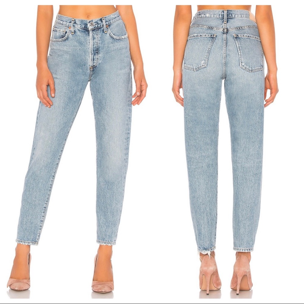 citizens of humanity - liya high rise classic jeans button-fly distressed